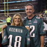 Anne Keenan, of Ambler, PA, joined by her son Joshua Keenan, was recognized by Santander Bank and the Philadelphia Eagles at Lincoln Financial Field on Thursday, September 6 as an honoree in the ‘Santander Community Quarterback’ program.