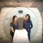 Patricia (Mobile PET/CT Coordinator) and Virginia (Mobile PET/CT Technologist) inside Jefferson Outpatient Imaging's mobile PET/CT truck.