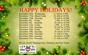 Holiday Hours at Zern's